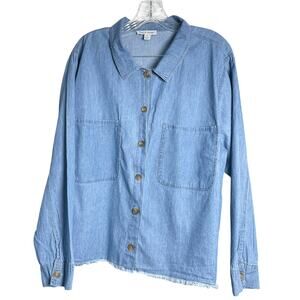 Alex Jordan Women's Plus Size 2X Blue Longsleeve Button Up Shirt